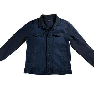 Guess G By Guess Mens S Denim Jacket Dark Wash Trucker Moto Streetwear Retro Fit